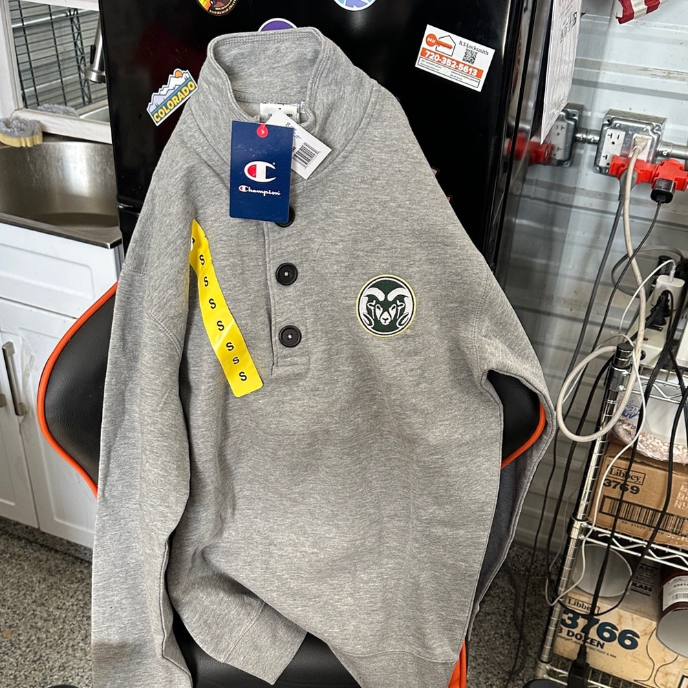 Champion Kids Gray Sweatshirt with Logo and Buttons